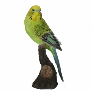 Faágon ülő papagáj polyresin szobor, 2 féle, kültéri és beltéri dekorációs kiegészítő