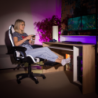 Irodai|gamer szék RGB LED világítással, fekete|fehér, JOVELA