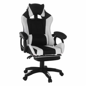 Irodai|gamer szék RGB LED világítással, fekete|fehér, JOVELA