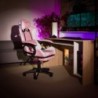 Irodai|gamer szék RGB LED világítással, rózsaszín|fehér, JOVELA