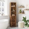 Rusztikus barna fürdőszoba szekrény 3 nyitott rekesszel és 2 állítható polccal
