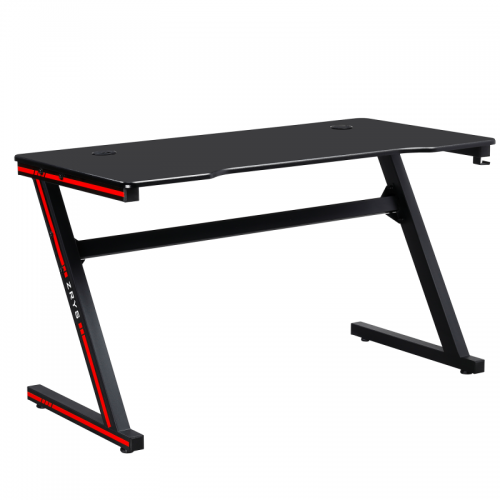 Gamer asztal|számítógépasztal, fekete|piros, MACKENZIE 140cm