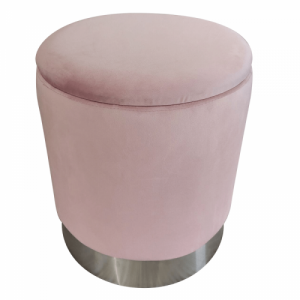 Puff, rózsaszín Velvet anyag|ezüst króm, DARON