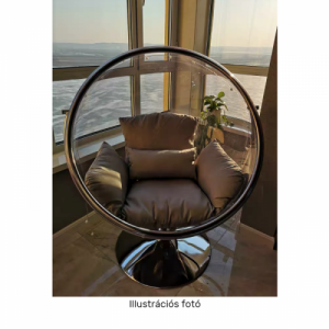 Függő fotel állvánnyal, átlátszó|arany|szürke, BUBBLE TYP 2