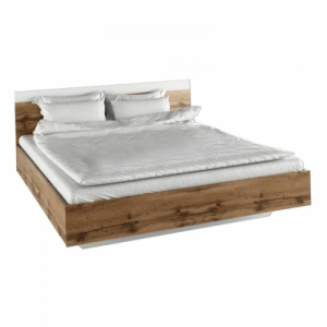 Dupla ágy, 160x200, tölgy wotan|fehér, GABRIELA