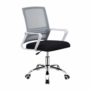 Irodai szék, hálószövet szürke|szövet fekete|műanyag fehér, APOLO 2 NEW