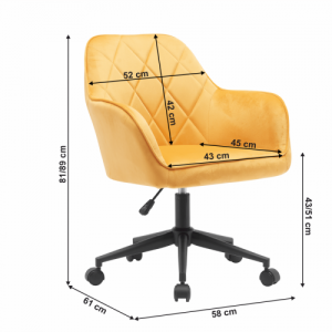 Irodai szék, Velvet szövet sárga|fekete, SORILA NEW