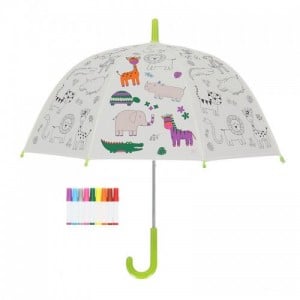 Kifesthető vadon élő állatos gyerek esernyő, filctollakkal