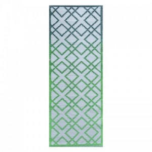 Geometria mintás kétoldalú kültéri szőnyeg, zöld, 197 x 68 cm