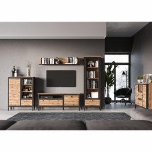 TV asztal 1D1S|150, wotan tölgy|fekete, LOFTA