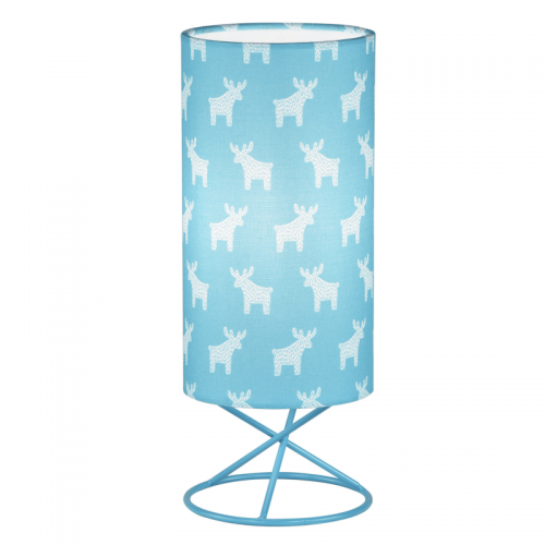 Asztali lámpa, fém|kék textil lámpaernyő, AVAM