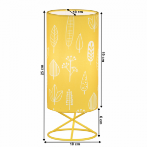 Asztali lámpa, fém|sárga textil lámpaernyő, AVAM