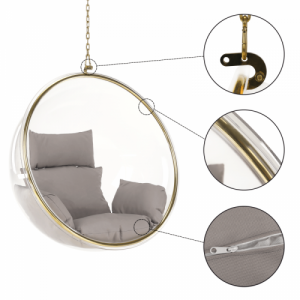 Függő fotel, átlátszó|arany|szürke, BUBBLE TYP 1