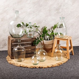 Üveg demizson, váza, dekorációs kiegészítő, 3 literes