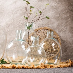 Üveg gömb váza, dekorációs kiegészítő, 5,75 literes