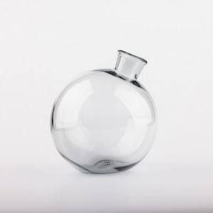 Üveg gömb váza, dekorációs kiegészítő, 1 literes, szürke