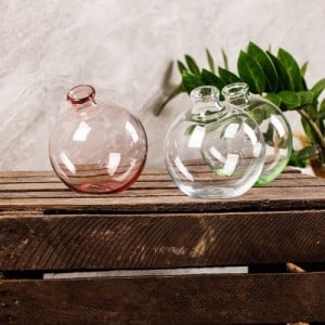 Üveg gömb váza, dekorációs kiegészítő, 1 literes, átlátszó