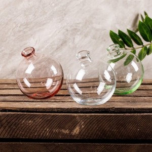 Üveg gömb váza, dekorációs kiegészítő, 1 literes, átlátszó