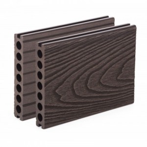 G21 padlóburkolat 2,5 x 14,8 x 400 cm, Dark Wood kerek lyukakkal, WPC