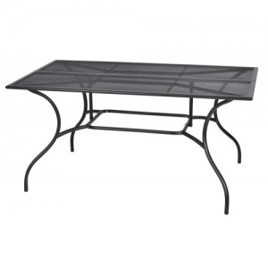 ROJAPLAST ZWMT-83 SET fém kerti asztal, 150 x 90 x 72 cm - fekete, 6 db székkel