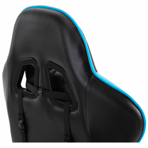 Irodai|gamer fotel lábtartóval, fekete|kék, TARUN