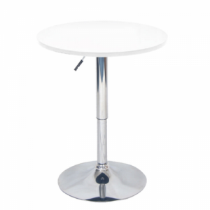 Bárasztal, magasság állítással, króm|fehér, átmérő 60 cm, BRANY 2 NEW