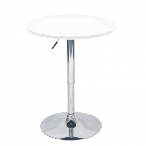 Bárasztal, magasság állítással, króm|fehér, átmérő 60 cm, BRANY 2 NEW