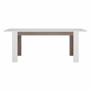 Széthúzható étkezőasztal, fehér extra magasfényű HG|sonoma tölgy sötét trufla, 160-200x90 cm, LYNATET TYP 75