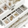 SONGMICS Jewellery Box, 3-Tier Jewellery Organiser with Large Mirror, 2 Drawers, Lockable, Gift for Loved Ones, for Rings, Earri