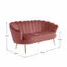 Luxus heverő, 2,5-es ülés, rózsaszín|arany, Art-deco, NOBLIN