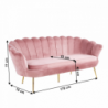 Luxus heverő, 3-as ülés, rózsaszín Velvet szövet|króm arany, Art-deco stílus, NOBLIN