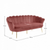 Luxus heverő, 3-as ülés, rózsaszín Velvet szövet|króm arany, Art-deco stílus, NOBLIN