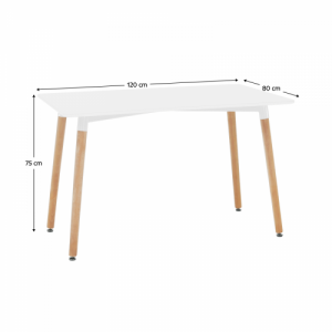 Étkezőasztal, fehér+ bükk, 120x80 cm, DIDIER 4 NEW
