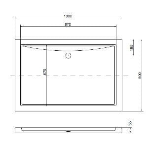 OSKAR100 aszimmetrikus akril zuhanytálca 100x80x5,5 cm