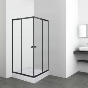 Olga SQ black szögletes zuhanykabin tálcával 80x80x196cm - fekete profil, víztiszta üveg