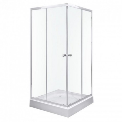 Olga SQ szögletes zuhanykabin tálcával 80x80x196cm - króm profil, víztiszta üveg