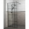 Techno 90 Walk-in zuhanykabin 90x200 cm, fekete profil, víztiszta üveg rácsmintával