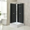 Polo Black II szögletes fekete hátfalas zuhanykabin, akril zuhanytálcával, 90x90x195 cm-es méretben