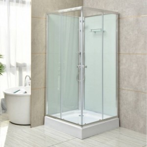Polo White II szögletes fehér hátfalas zuhanykabin, akril zuhanytálcával, 90x90x195 cm-es méretben