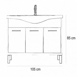 Nerva 105 cm-es bútorhoz alsószekrény, mosdóval, Rauna szil