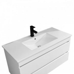 Cube Fürdőszobabútor 100 cm kerámia mosdóval (2 fiókos) tükörrel 60x100 cm magasfényű festett fehér