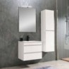 Cube Fürdőszobabútor 60 cm kerámia mosdóval (2 fiókos) tükörrel 60x80 cm magasfényű festett fehér