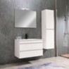 Cube Fürdőszobabútor 80 cm kerámia mosdóval (2 fiókos) tükörrel 60x80 cm magasfényű festett fehér