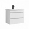 Cube 60 alsó fürdőszobabútor kerámia mosdóval 2 fiókos, magasfényű festett fehér