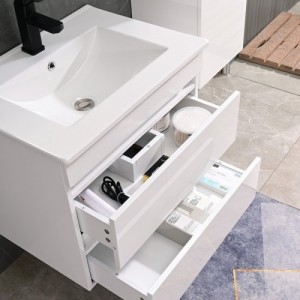 Cube 60 alsó fürdőszobabútor kerámia mosdóval 2 fiókos, magasfényű festett fehér
