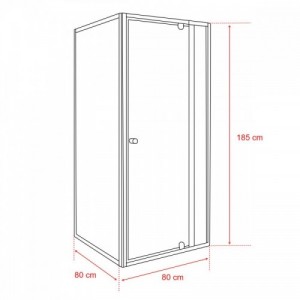 Flexi sarokba szerelhető szögletes zuhanykabin 80x80 cm zuhanytálca nélkül