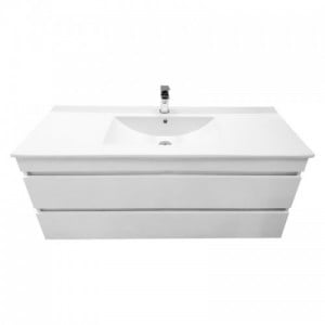 Cube 120 alsó fürdőszobabútor 1 medencés kerámia mosdóval 2 fiókos, magasfényű festett fehér