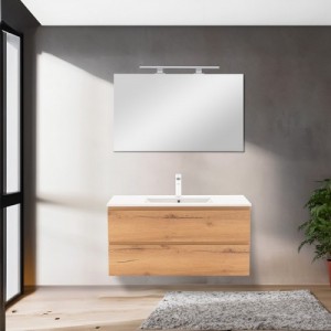 Vario Pull 100 komplett fürdőszoba bútor fehér-tölgy