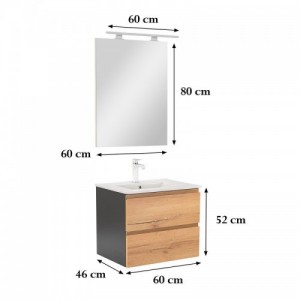 Vario Pull 60 komplett fürdőszoba bútor antracit-tölgy