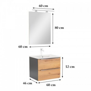 Vario Trim 60 komplett fürdőszoba bútor antracit-tölgy